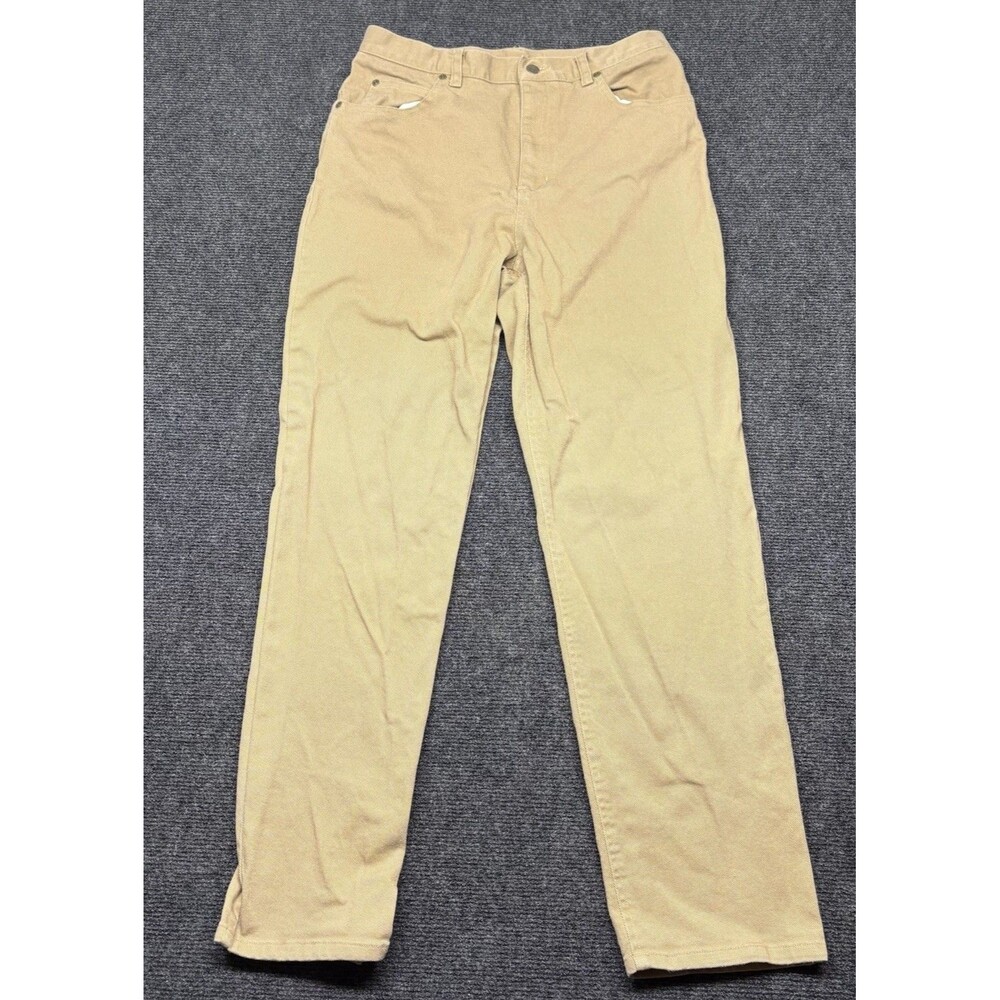 Jones Jeans Womens 10 Khaki Tan Straight Leg Pants Stretch High Rise Twill